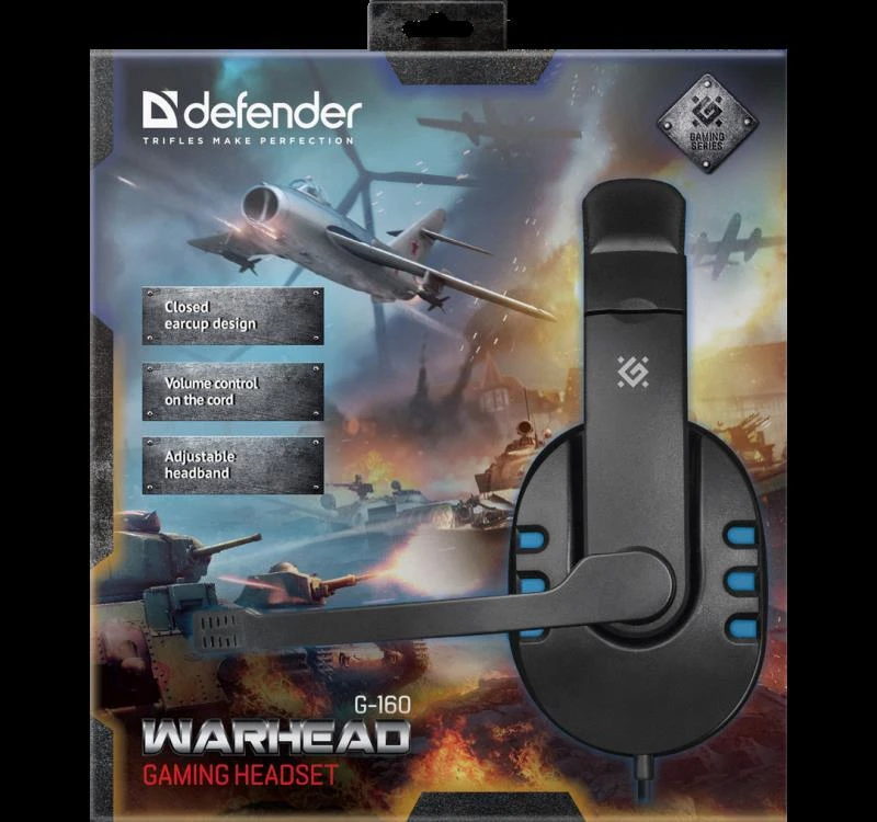 „Defender Warhead G-160“ ausinės, juodos (64118)