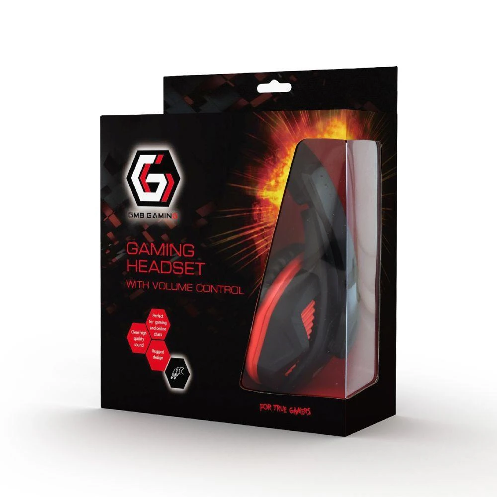 Žaidimų ausinės Gembird GHS-03, 2x 3.5mm, Juoda-raudona