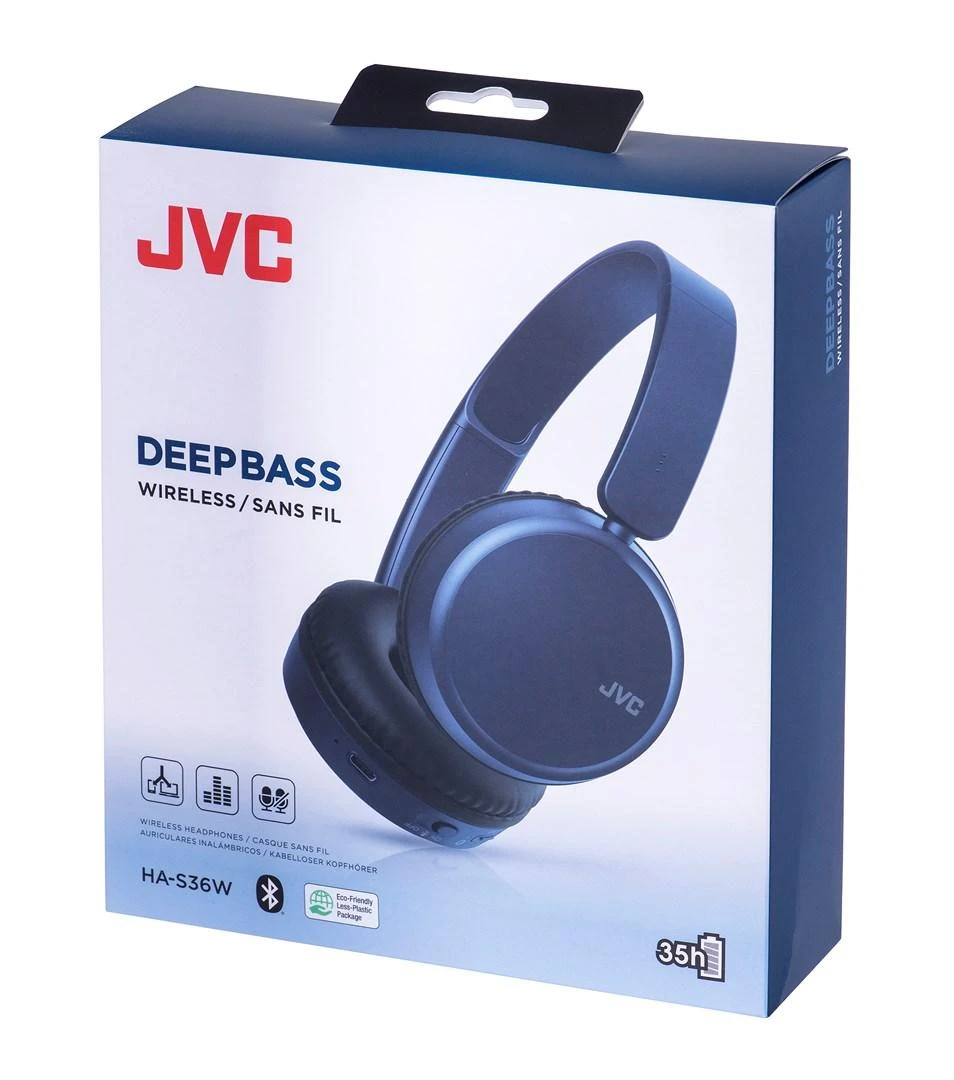 JVC, HA-S36W-AU, mėlynos sp. dinaminės ausinės, mikrofonas
