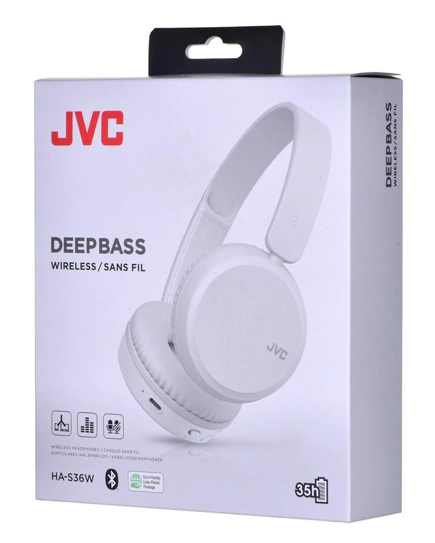 JVC, HA-S36W-WU, baltos sp. dinaminės ausinės, mikrofonas