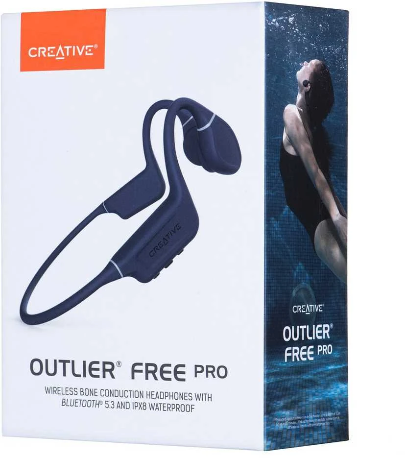 Creative belaidės ausinės su kaulo laidumo technologija Outlier Free Pro mėlynos spalvos Bluetooth 5.3