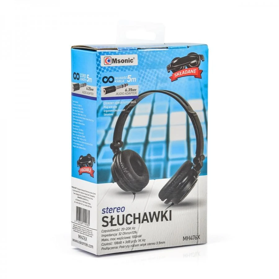 MSONIC MH476X ausinės, 5 m. laidas