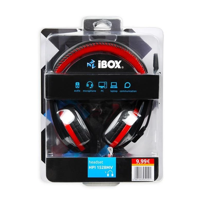 Universalios kompiuterinės ausinės I-BOX HPI 1528 MV, 2x 3.5mm, Juoda-raudona