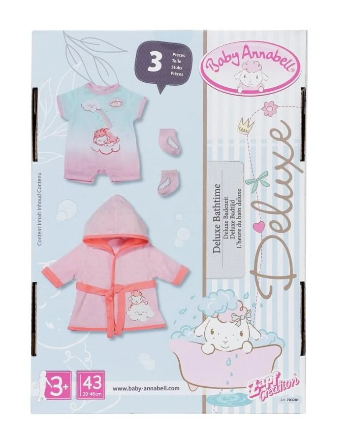 Lėlės maudymosi drabužėlių rinkinys 36–43 cm lėlei Deluxe Bathtime 703281 Baby Annabell
