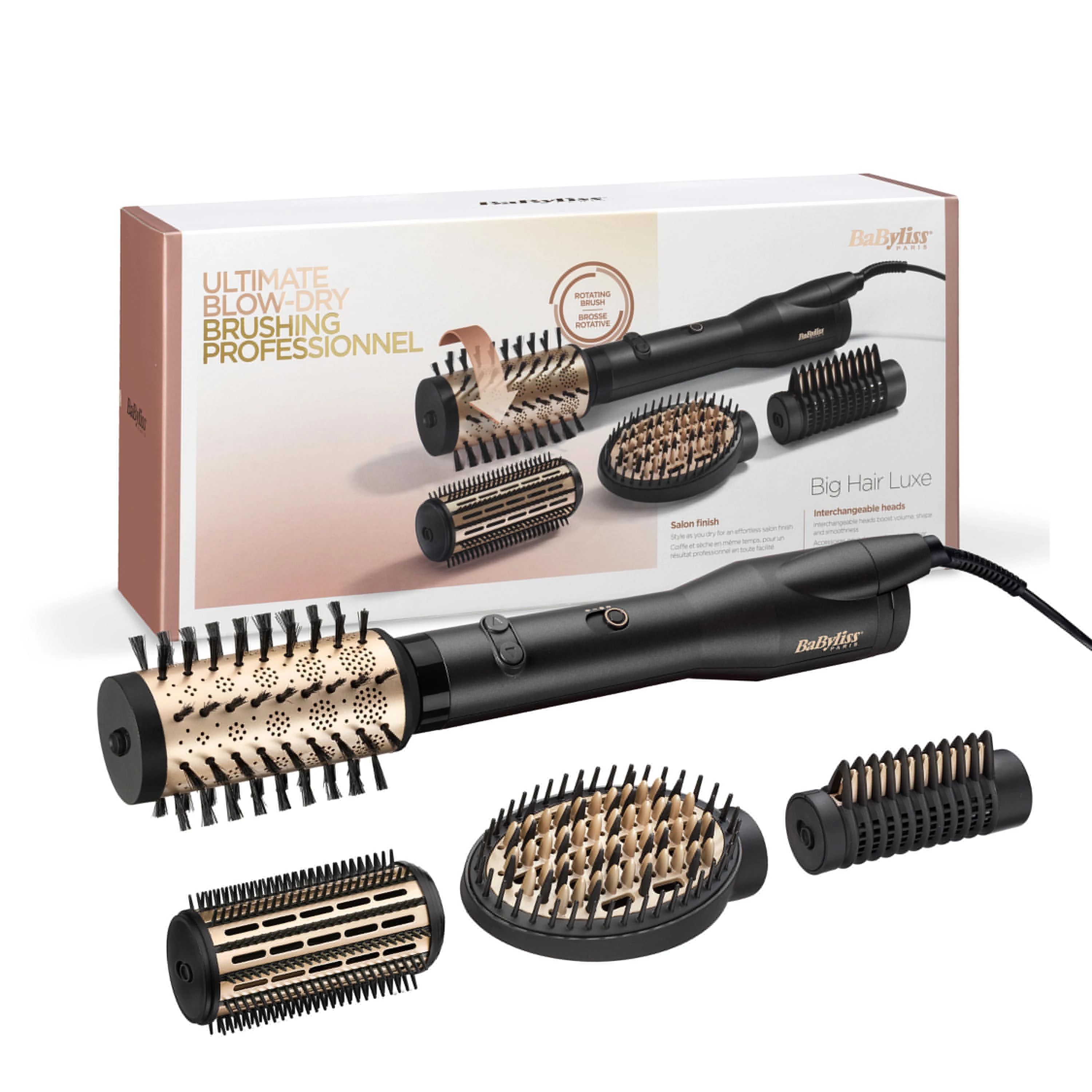 BaByliss AS970E plaukų formavimo šukos Plaukų modeliavimo rinkinys Šiltas Juoda 2,5 m 650 W
