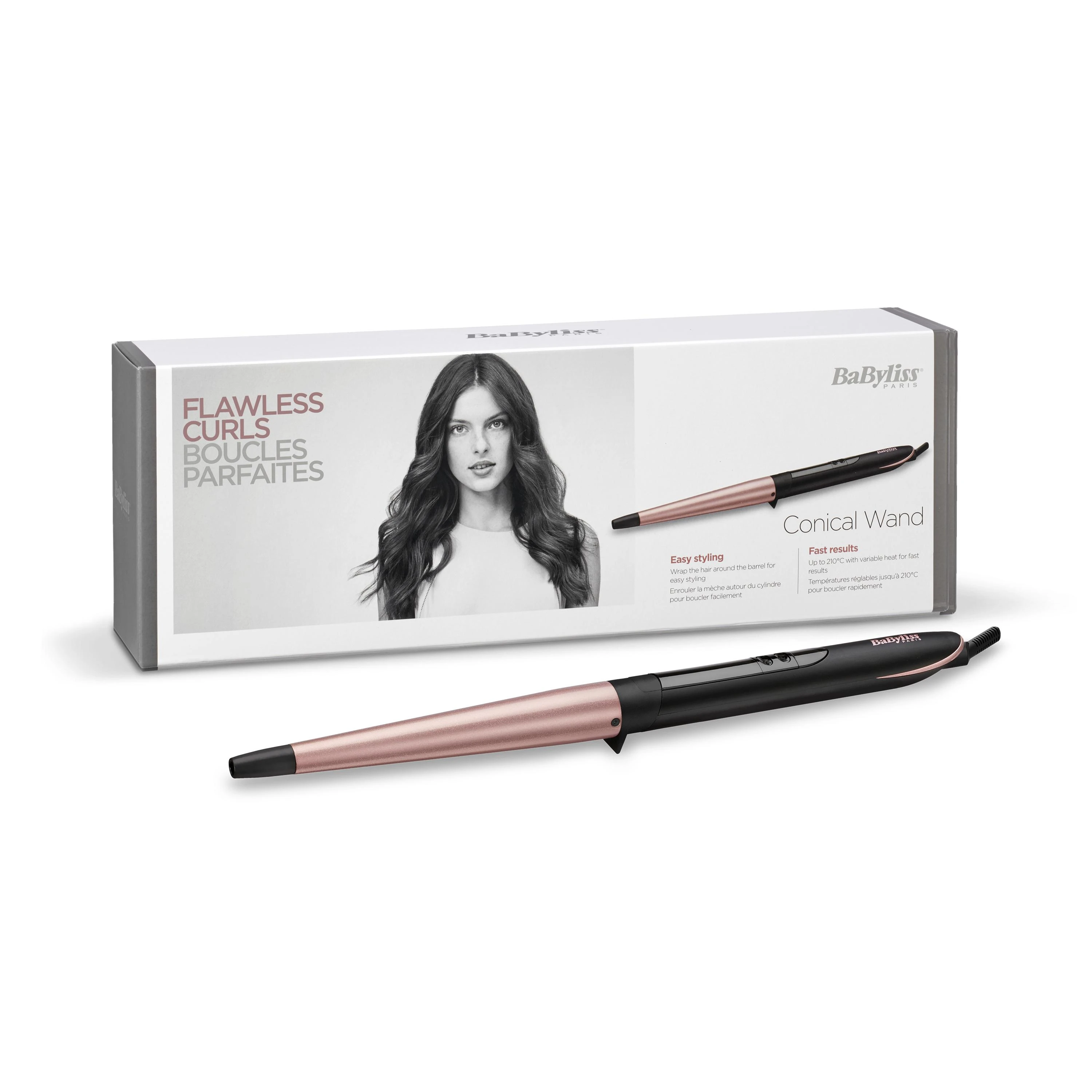 BaByliss C454E plaukų formavimo šukos Garbanojimo lazdelė Šiltas Juoda, Rožinė 2,5 m
