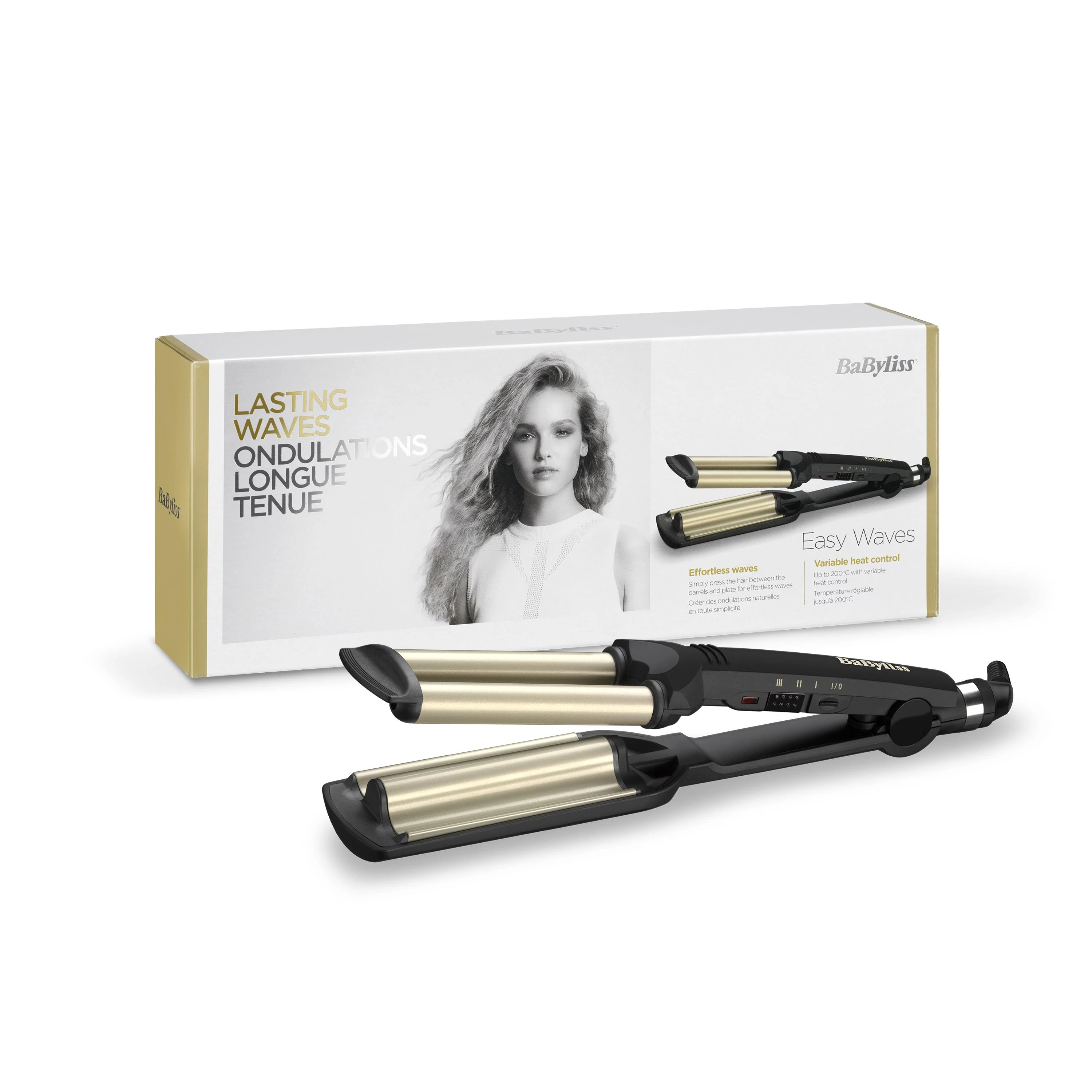 BABYLISS Hair Suktukas C260E Easy wave plaukų garbanojimo geležis Keraminė šildymo sistema, Statinės skersmuo 15 mm, Temperatūra (min) 160 °C, Temperatūra (maks.) 200 °C, Šildymo lygių skaičius 3, 60 W, Juodas, Taip, Taip