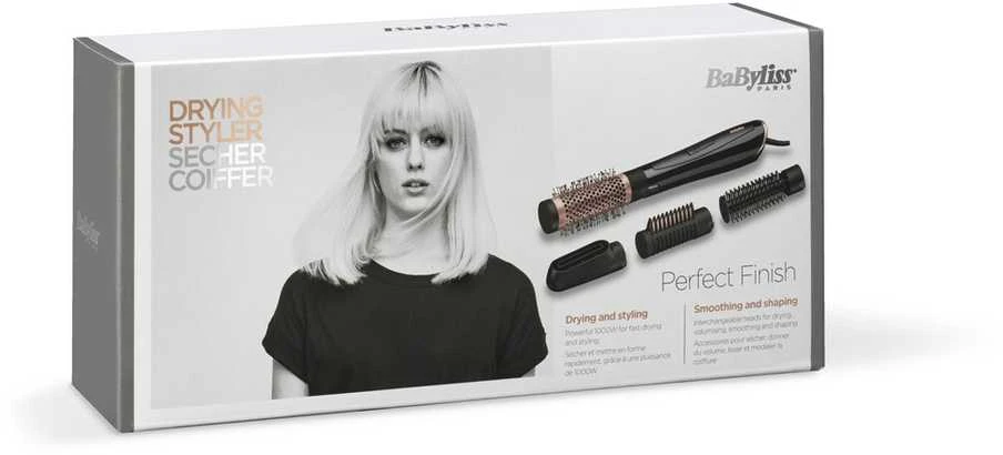 BaByliss AS126E plaukų formavimo šukos Karšto oro šepetys Garinis Juoda 2,2 m 1000 W