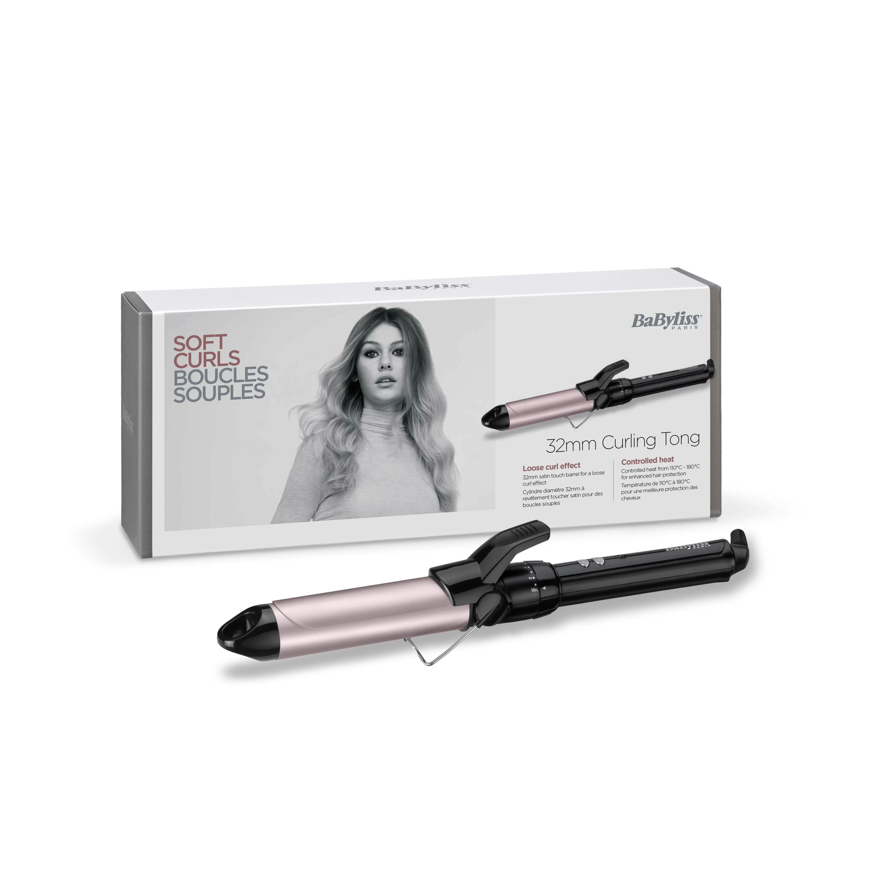BABYLISS Hair Suktukas C332E Barrel diameter 32 mm, Temperature (min) 150 °C, Temperature (max) 180 °C, Number of heating levels 10, Ekranas No, 95 W, Juodas