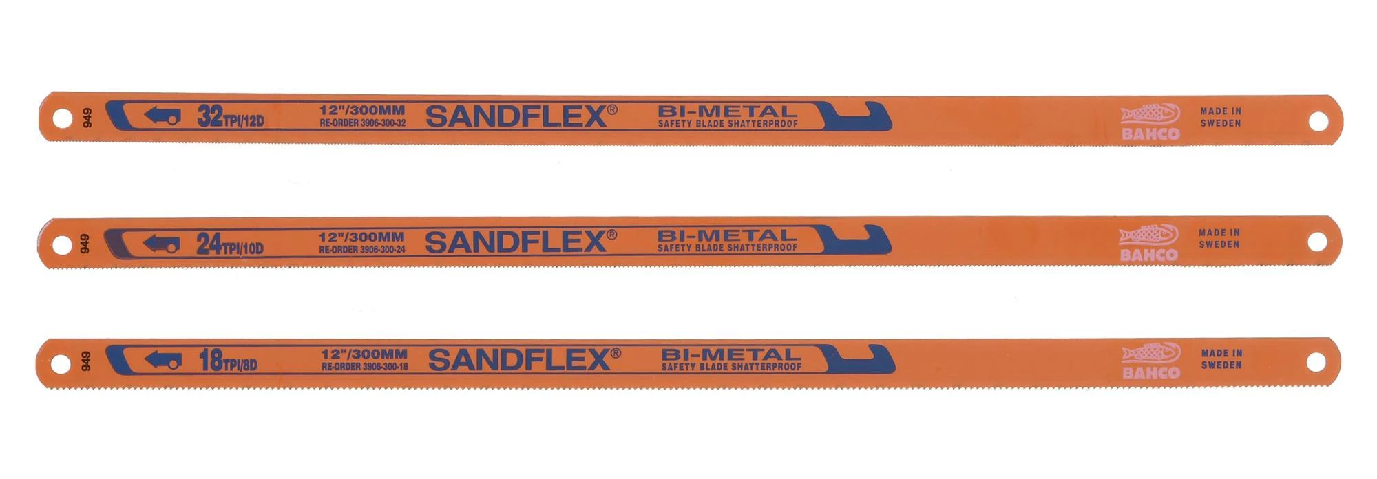 Bahco Sandflex geležtės metalui 18, 24 ir 32 TPI
