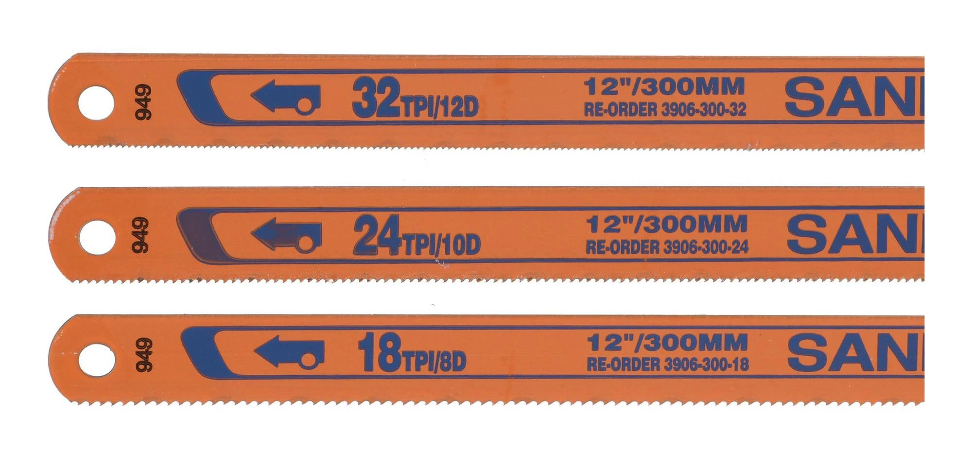 Rankinio pjūklo geležtės metalui Bahco Sandflex® 18/24/32TPI 300mm 3 vnt. (pakuotė)