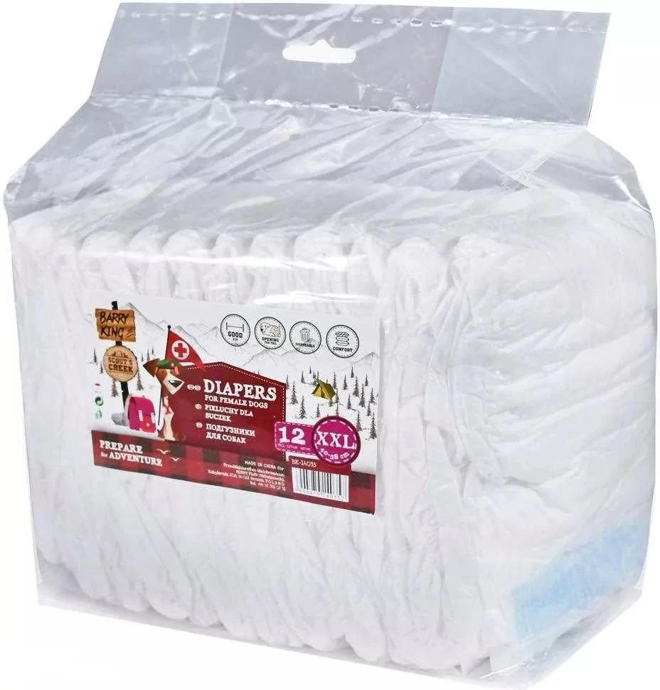 Barry King Sauskelnės kalėms, XXL, juosmuo 40-58 cm, 12 vnt.