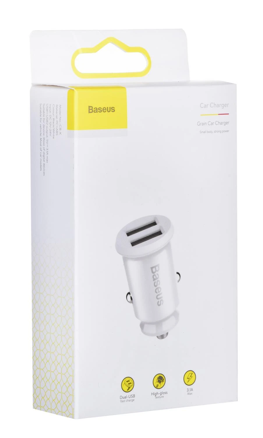 Įkroviklis Baseus Grain 3.1A Baltas