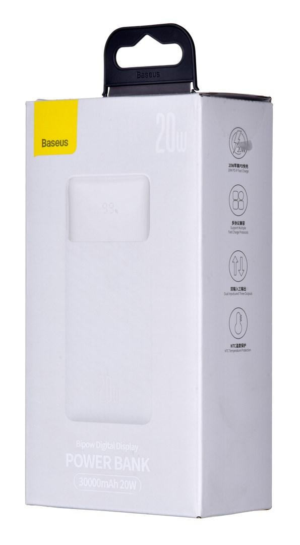 Baseus Bipow Fast Charge Power Bank PD+QC 30000mAh 20W baltas (Baltas)