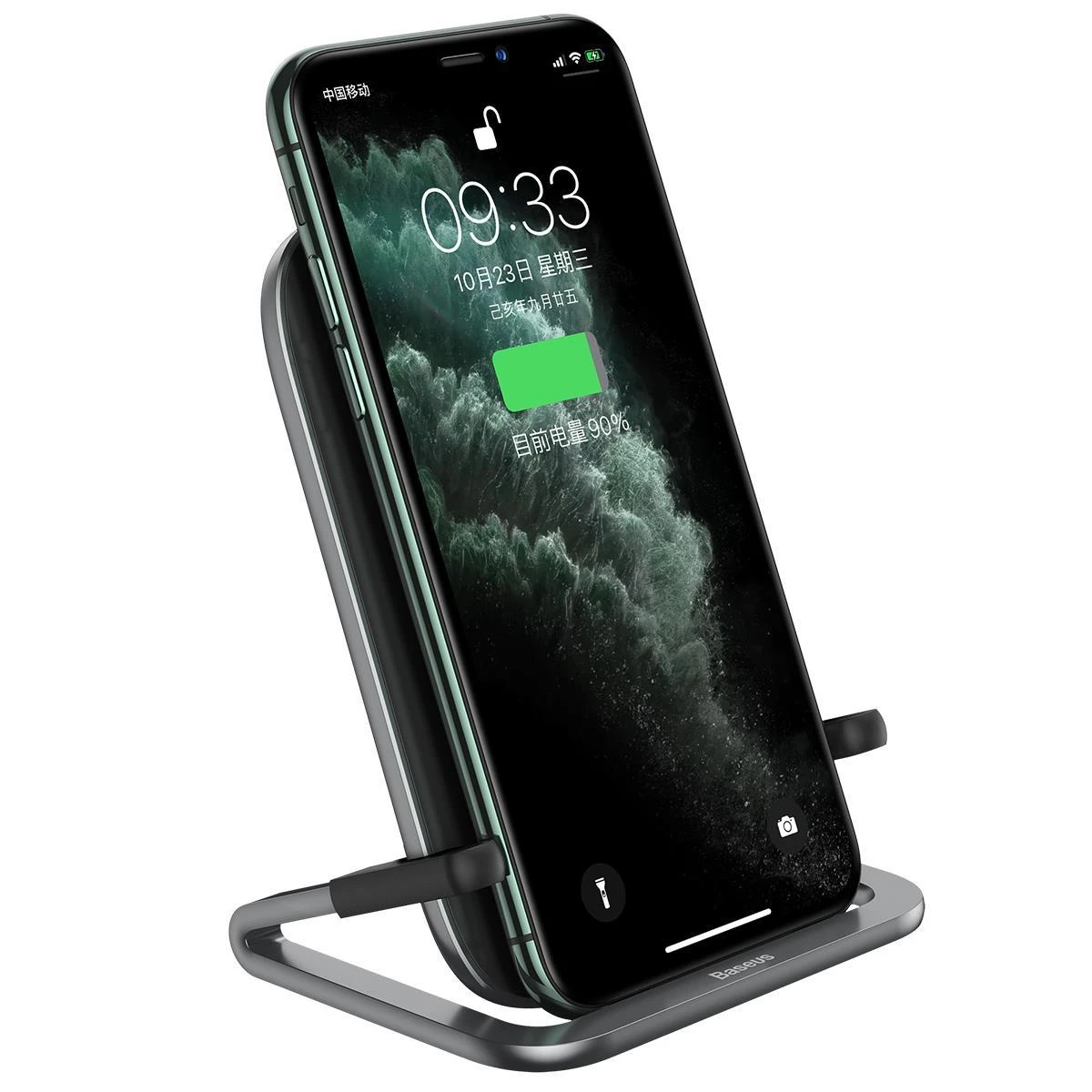 Baseus Rib horizontalus ir vertikalus laikiklis su belaidžiu įkrovikliu 15W - Juodas