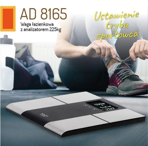 Virtuvinės svarstyklės Adler | Vonios svarstyklės su analizatoriumi | AD 8165 | Didžiausias svoris (keliamoji galia) 225 kg | Tikslumas 100 g | Kūno masės indekso (KMI) matas