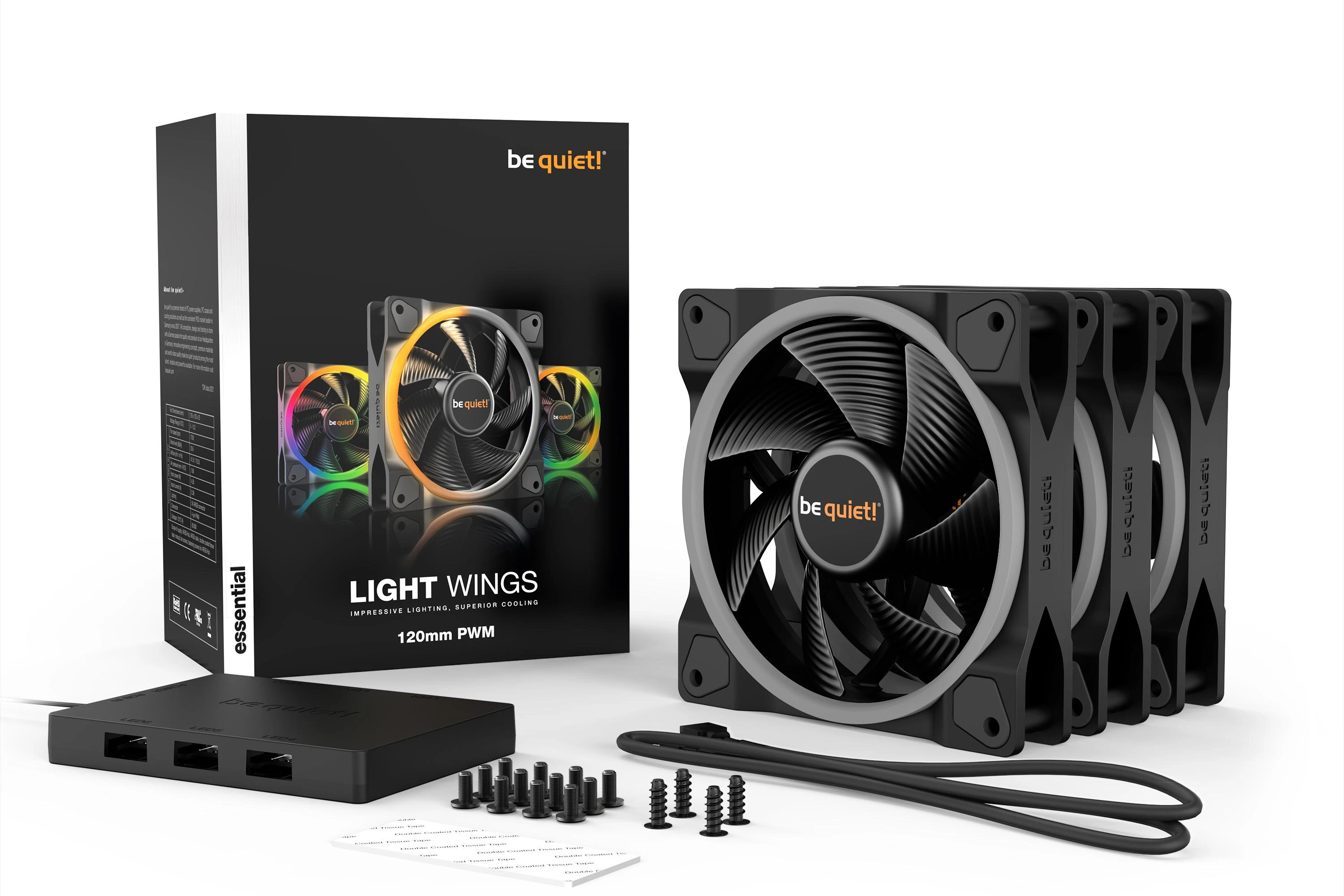 be quiet! LIGHT WINGS 120mm PWM komplektas 3 vnt