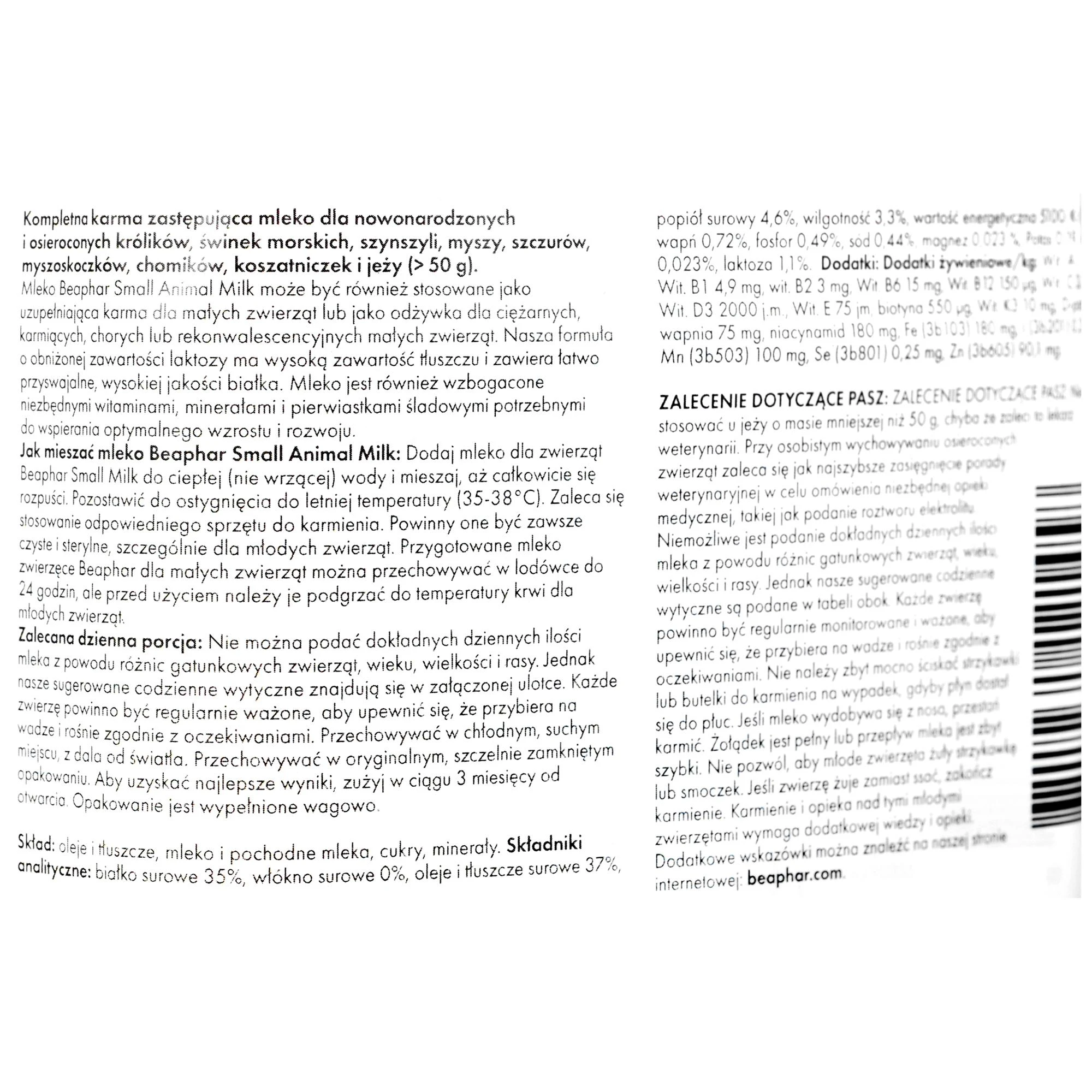 Pienas Smulkiems Gyvūnams - Beaphar Milk 200g