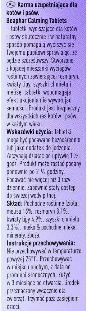 Gyvūnų Priežiūros Priemonės - Beaphar Raminamosios Tabletės Šunims ir Katėms Streso Malšinimui 20 Vnt.