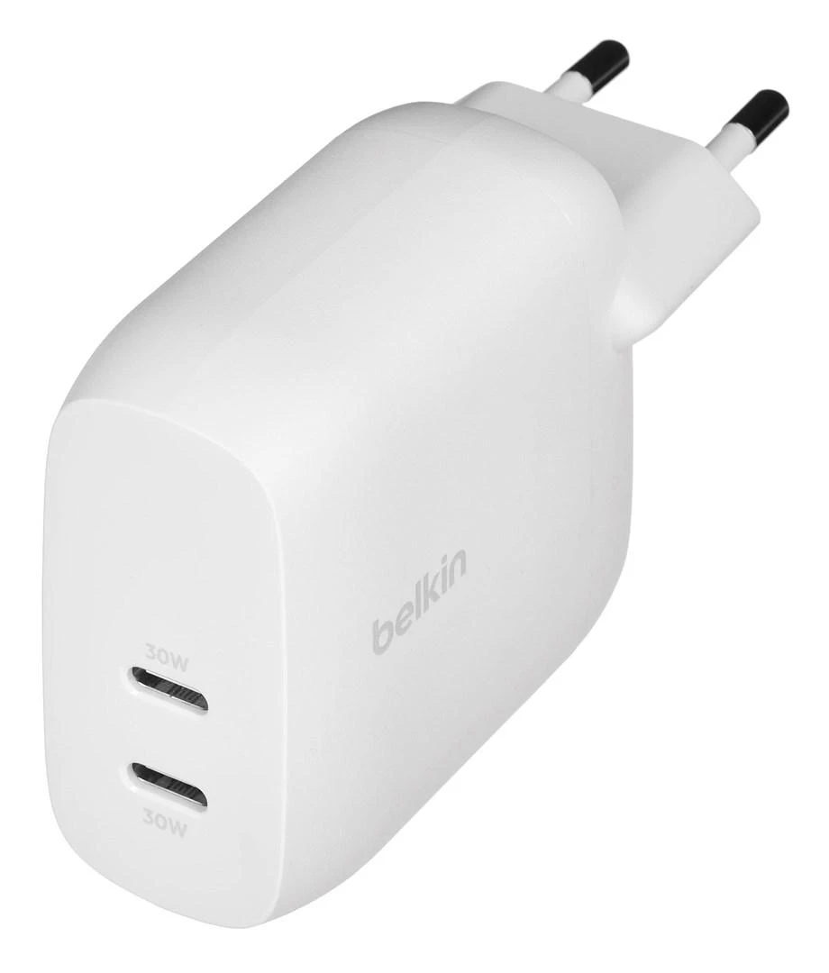 Belkin 60W, 2x USB-C PD PPS 30W, balta