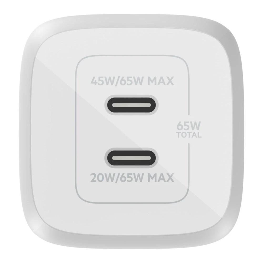 Įkroviklis - Belkin WCH013vfWH 65W GaN Dvigubas USB-C Baltas