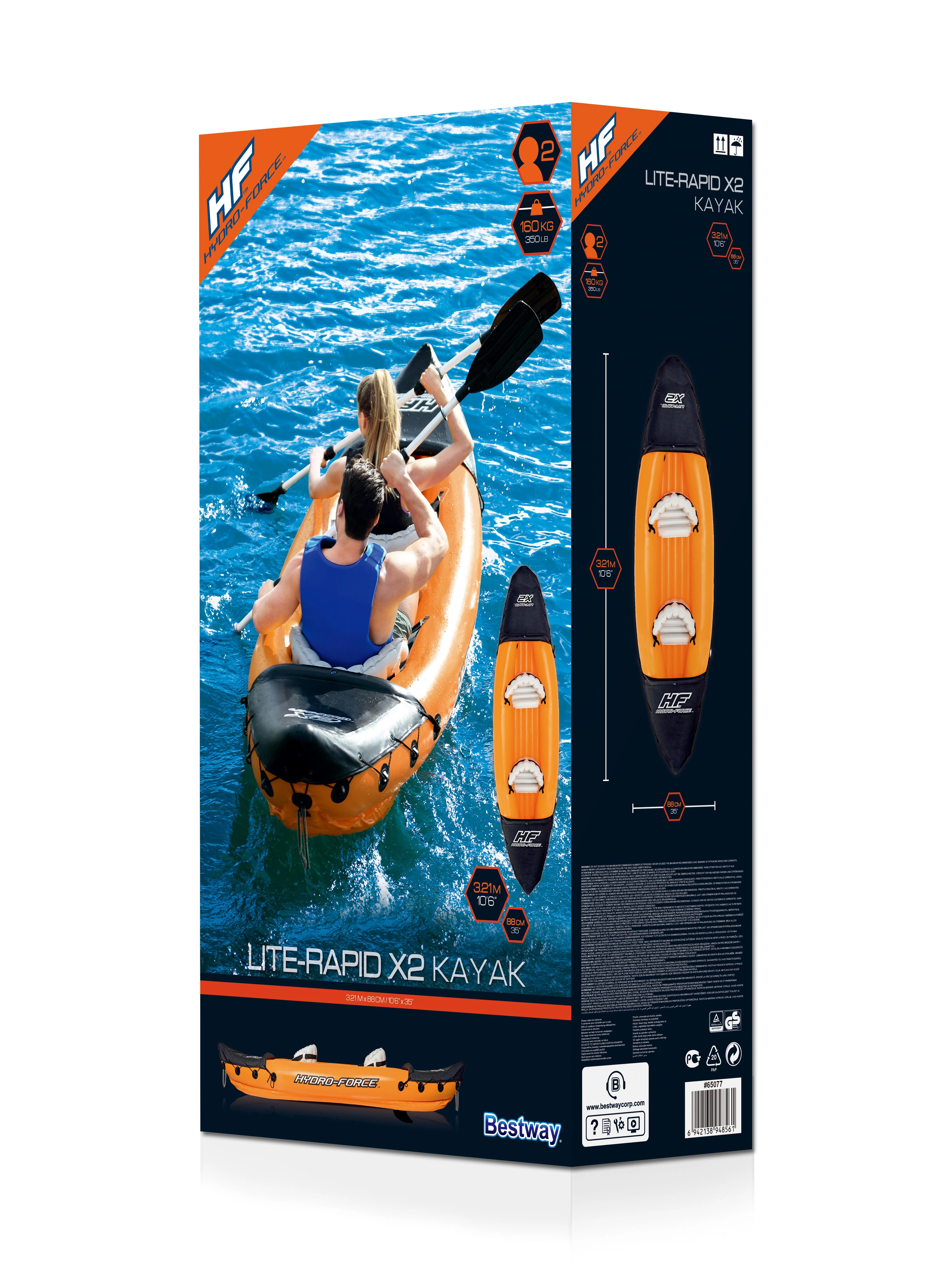 Bestway Hydro-Force Lite-Rapid x2 Pripučiamos baidarės rinkinys