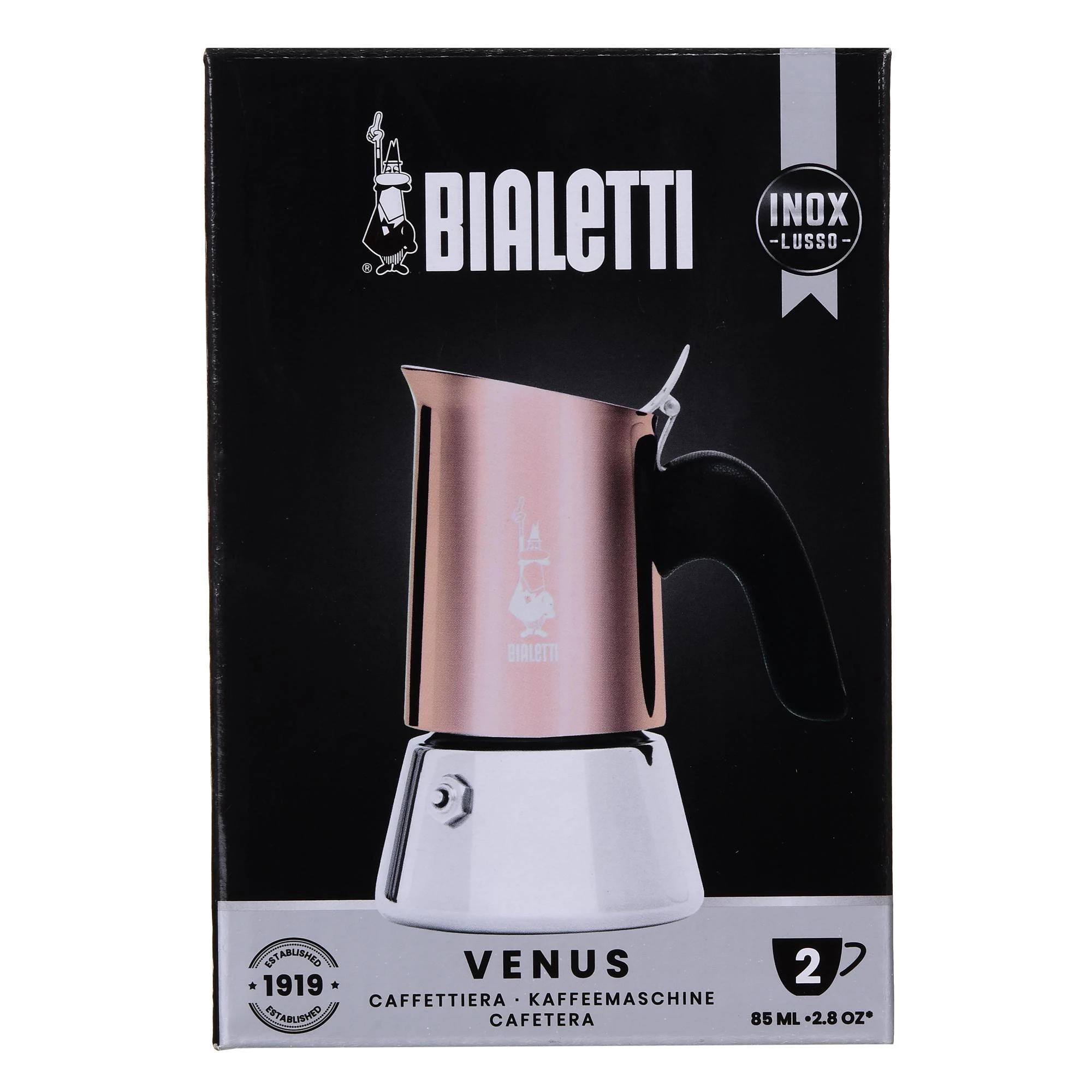 Bialetti Venus 2tz varinės spalvos kavinukas pakuotėje