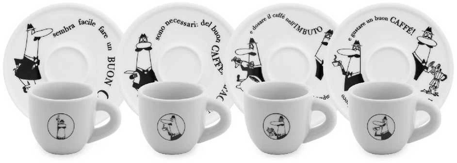 4 espreso puodelių rinkinys BIALETTI CAROUSEL Porcelianas 4x 50 ml Baltas