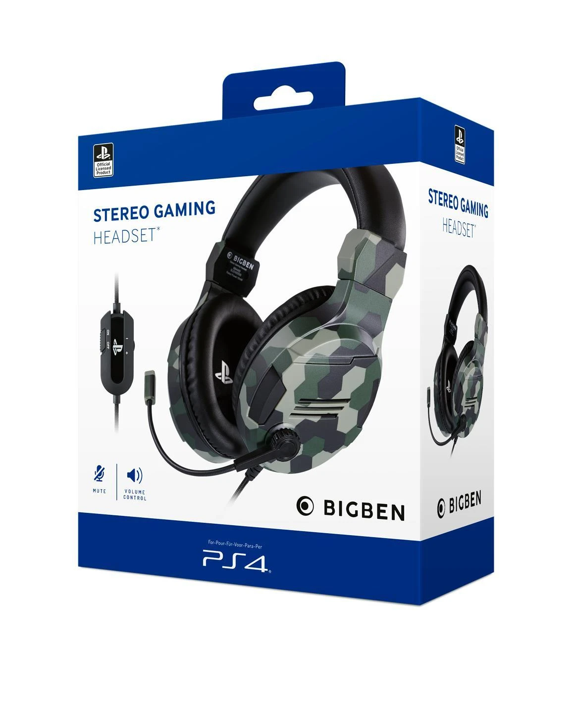 Nacon Big Ben Bigben Interactive PS4OFHEADSETV3G Ausinės be mikrofono ir ausinės su mikrofonu Laisvų rankų įranga Su lankeliu Kamufliažas