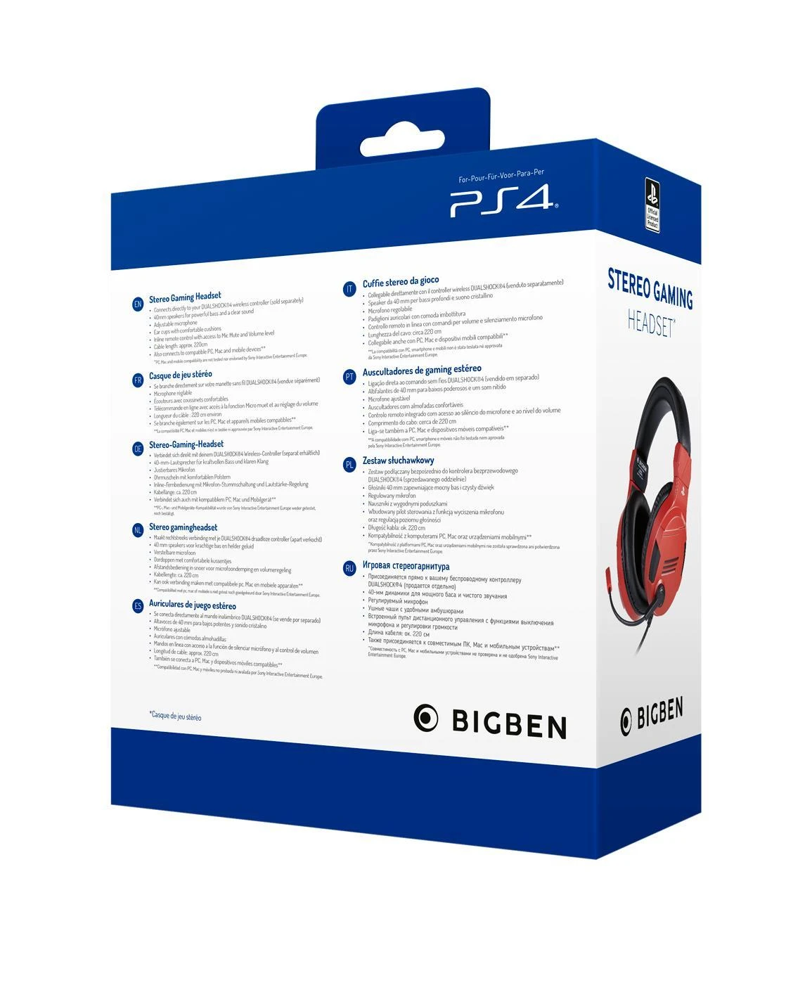 Big Ben BIGBEN V3 laidinės ausinės PS5/PS4 (raudona) | 3.5mm
