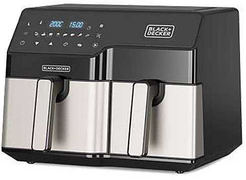Gruzdintuvė Black & Decker Juodas & Decker BXAF9000E Double 9 L Stand-alone 2500 W Hot air fryer Juodas, Nerūdijantis plienas
