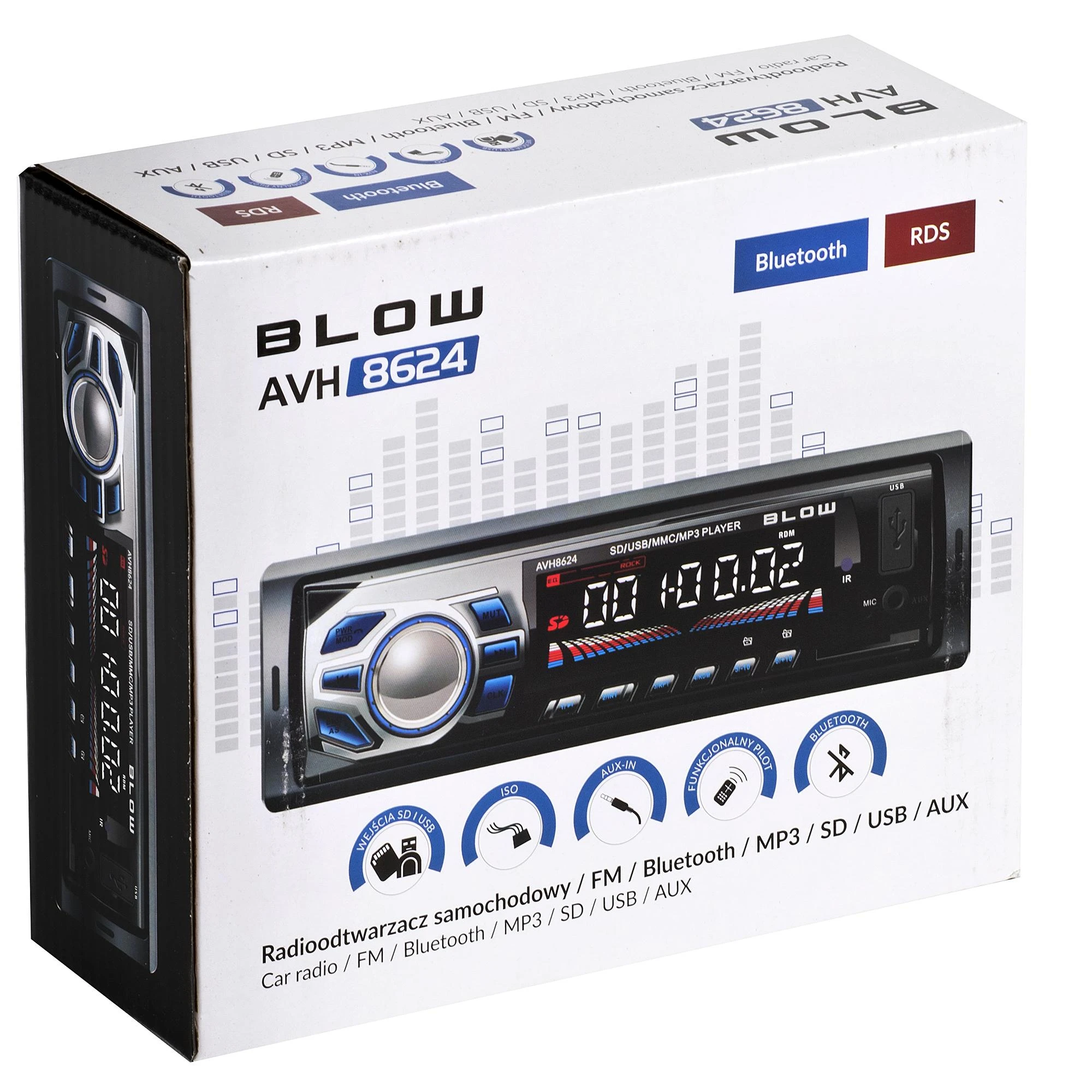 Automagnetola BLOW 78-269 radijas AVH-8624 MP3/USB/SD/MMC/BLUETOOTH + REMOTE