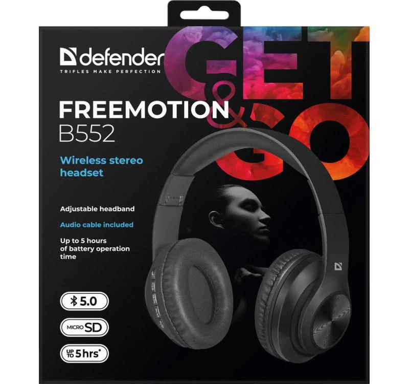 Ausinės Defender Freemotion B552 Juoda