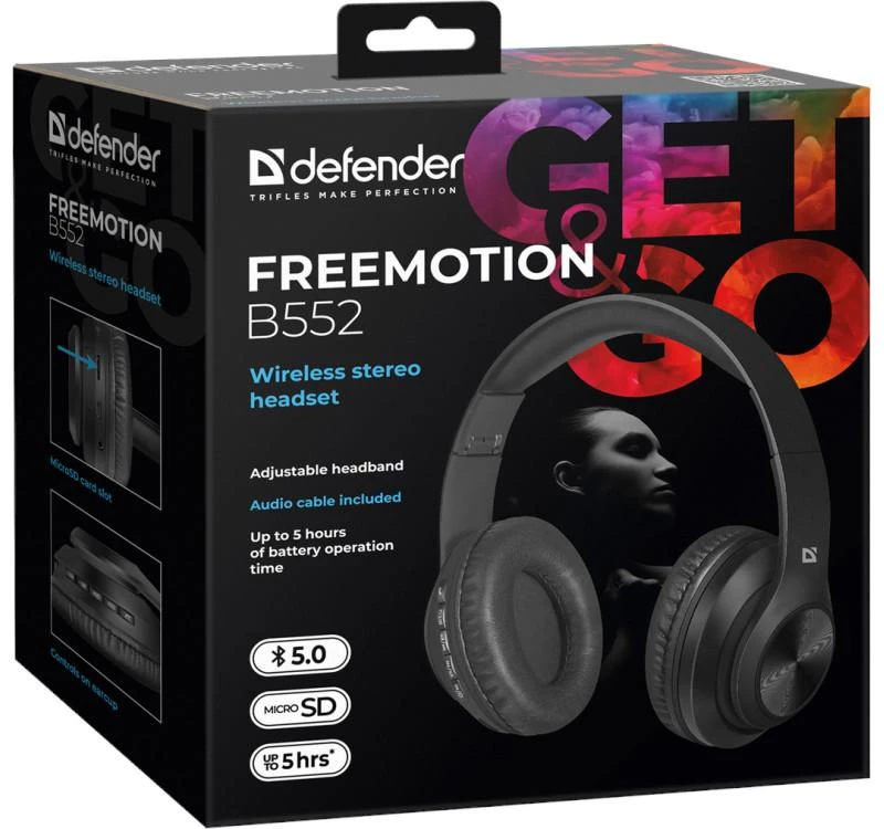 Defender Freemotion B552 ausinės pakuotėje