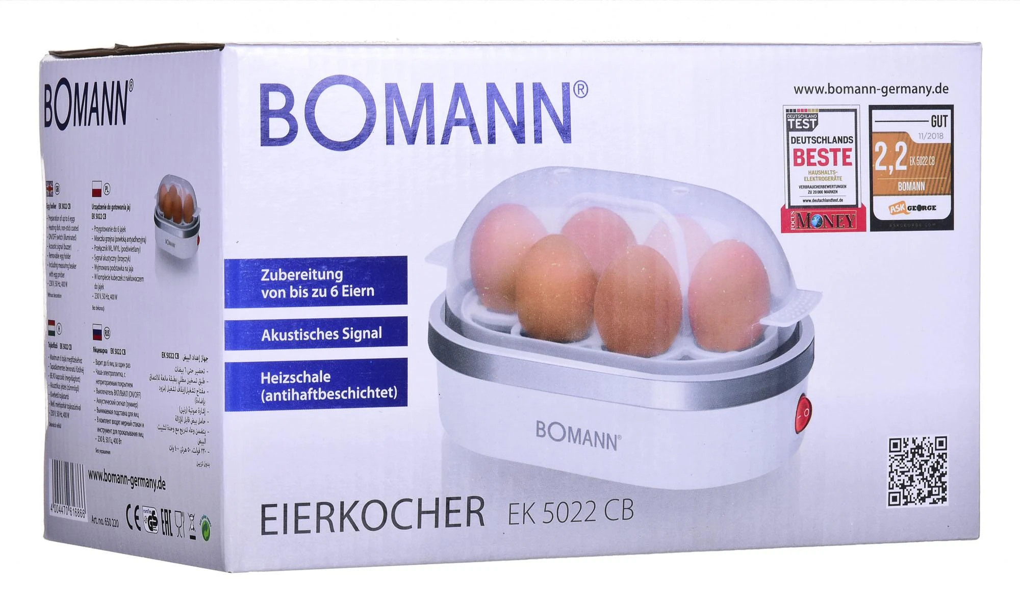 Bomann kiaušinių viryklė EK 5022 Balta, 400 W