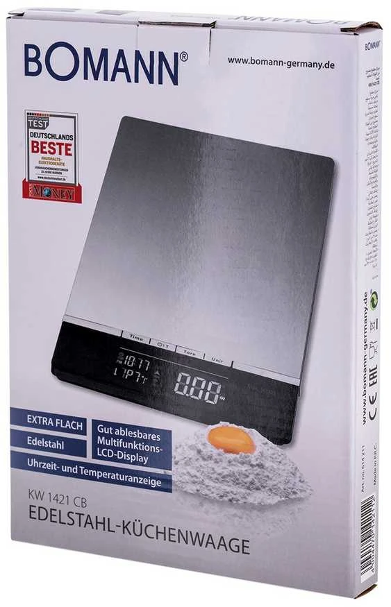 Virtuvinės svarstyklės Bomann KW 1421 CB Juodas, Nerūdijantis plienas Electronic kitchen scale