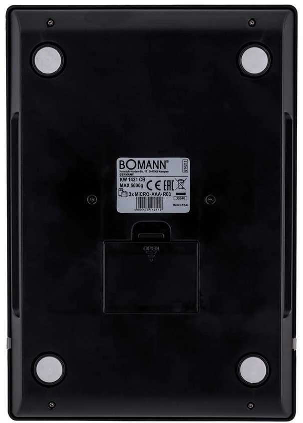 Virtuvinės svarstyklės Bomann KW 1421 CB Juodas, Nerūdijantis plienas Electronic kitchen scale