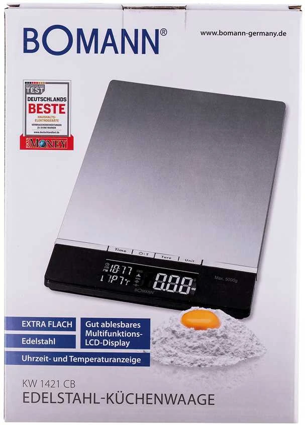 Virtuvinės svarstyklės Bomann KW 1421 CB Juodas, Nerūdijantis plienas Electronic kitchen scale