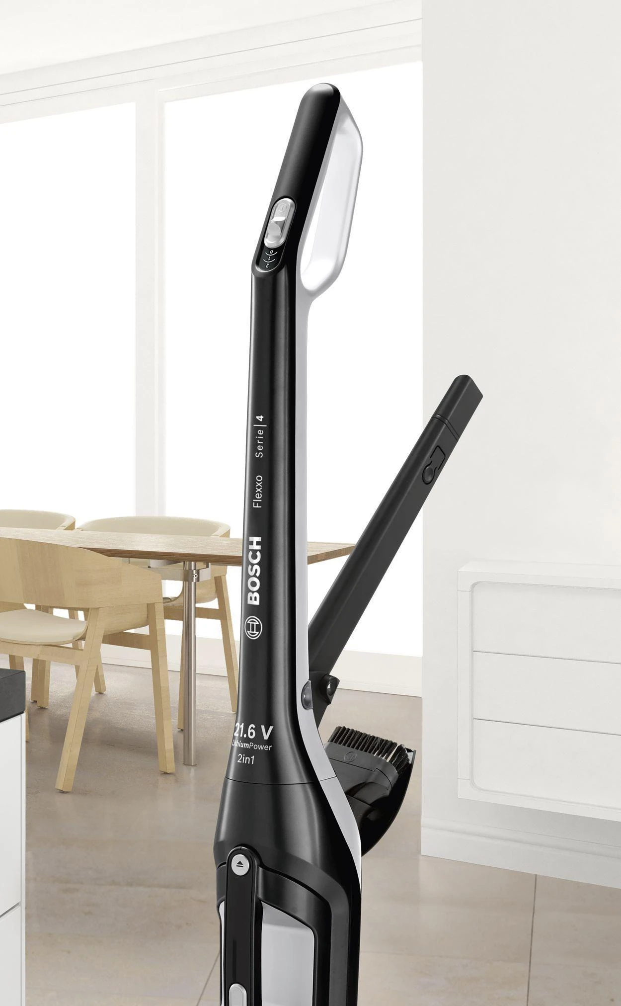 Bosch Talentone Development Serija 4, Įkraunamasis dulkių siurblys, Flexxo 21.6V, Juoda BBH32101