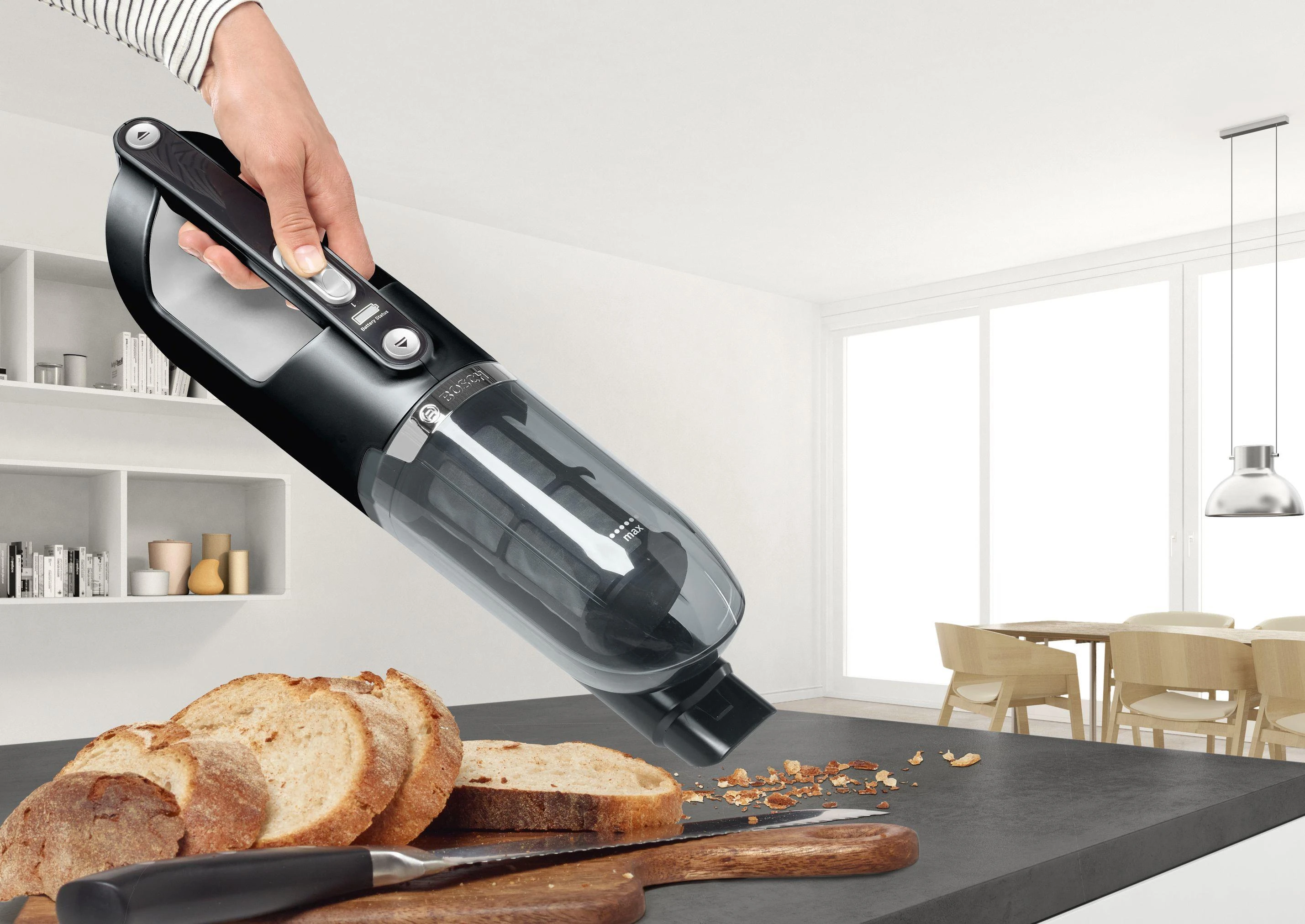 Bosch Talentone Development Serija 4, Įkraunamasis dulkių siurblys, Flexxo 21.6V, Juoda BBH32101