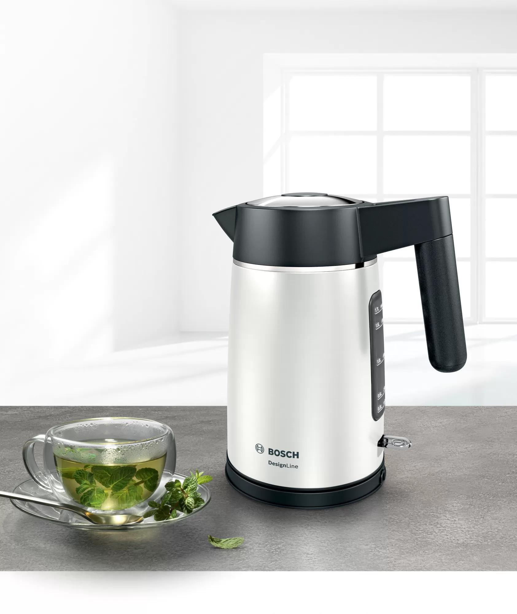Virdulys Bosch TWK5P471 DesignLine, Sidabro spalvos, 1,7 L