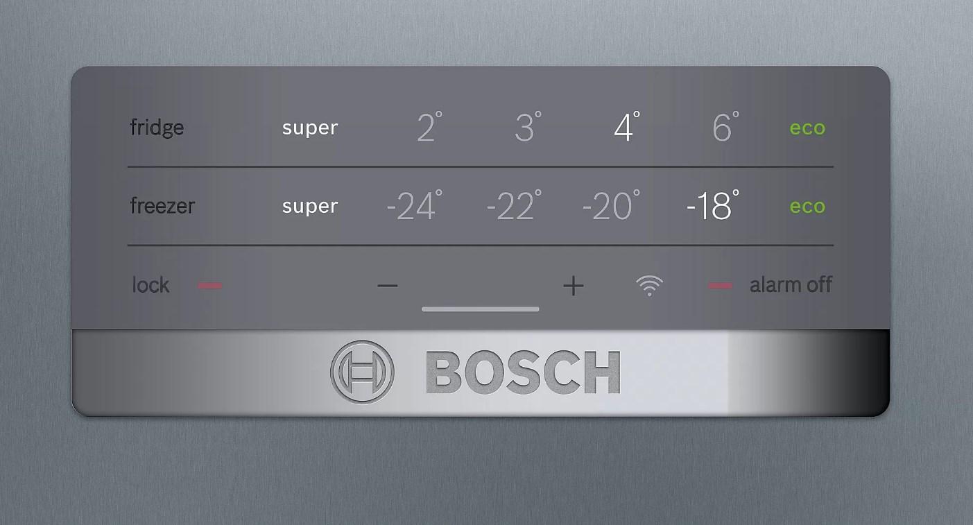 Bosch KGN397LEQ Serija 4, Laisvai statomas šaldytuvas-šaldiklis su šaldiklio skyriumi apačioje, 203 x 60 cm, Nerūdijančio plieno efektas
