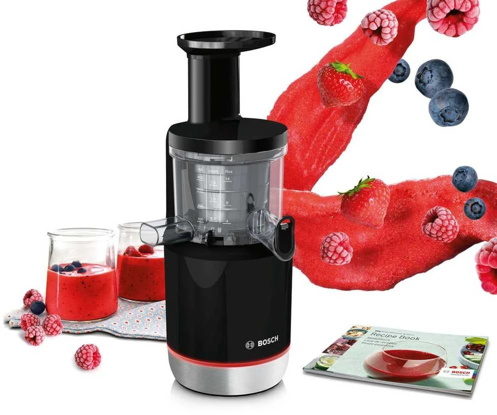 Bosch MESM731M Lėtaeigė sulčiaspaudė, VitaExtract, 150 W, Juoda, šiaušto nerūdijančio plieno