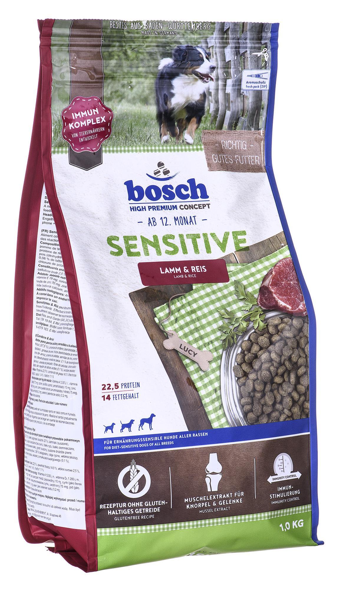 bosch Dog Adult SENSITIVE ėriena & RICE – pašaras šunims su ėriena ir ryžiais, kurių jautri virškinimo sistema 1kg