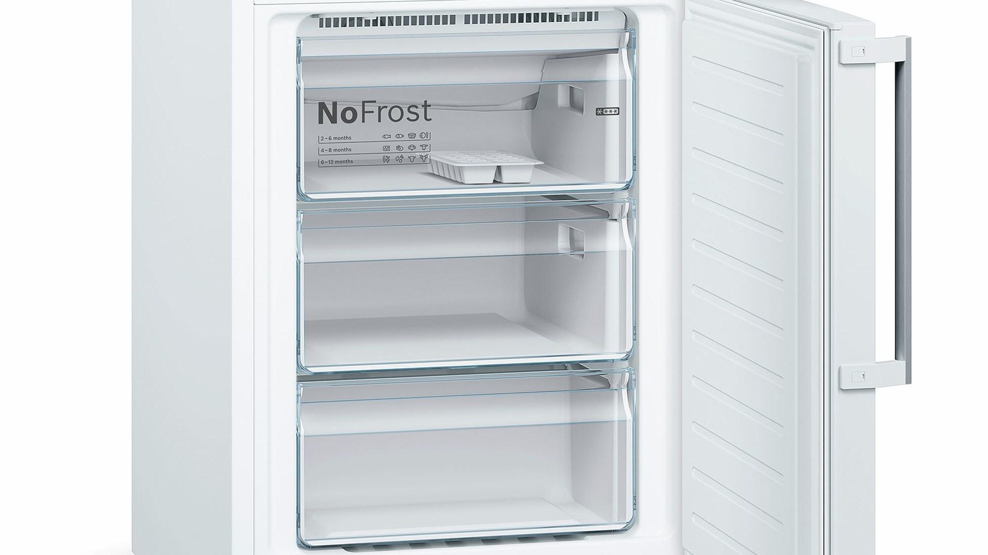 Bosch KGN39VWEQ Serija 4, Laisvai statomas šaldytuvas-šaldiklis su šaldiklio skyriumi apačioje, 203 x 60 cm, Baltas, Total No Frost