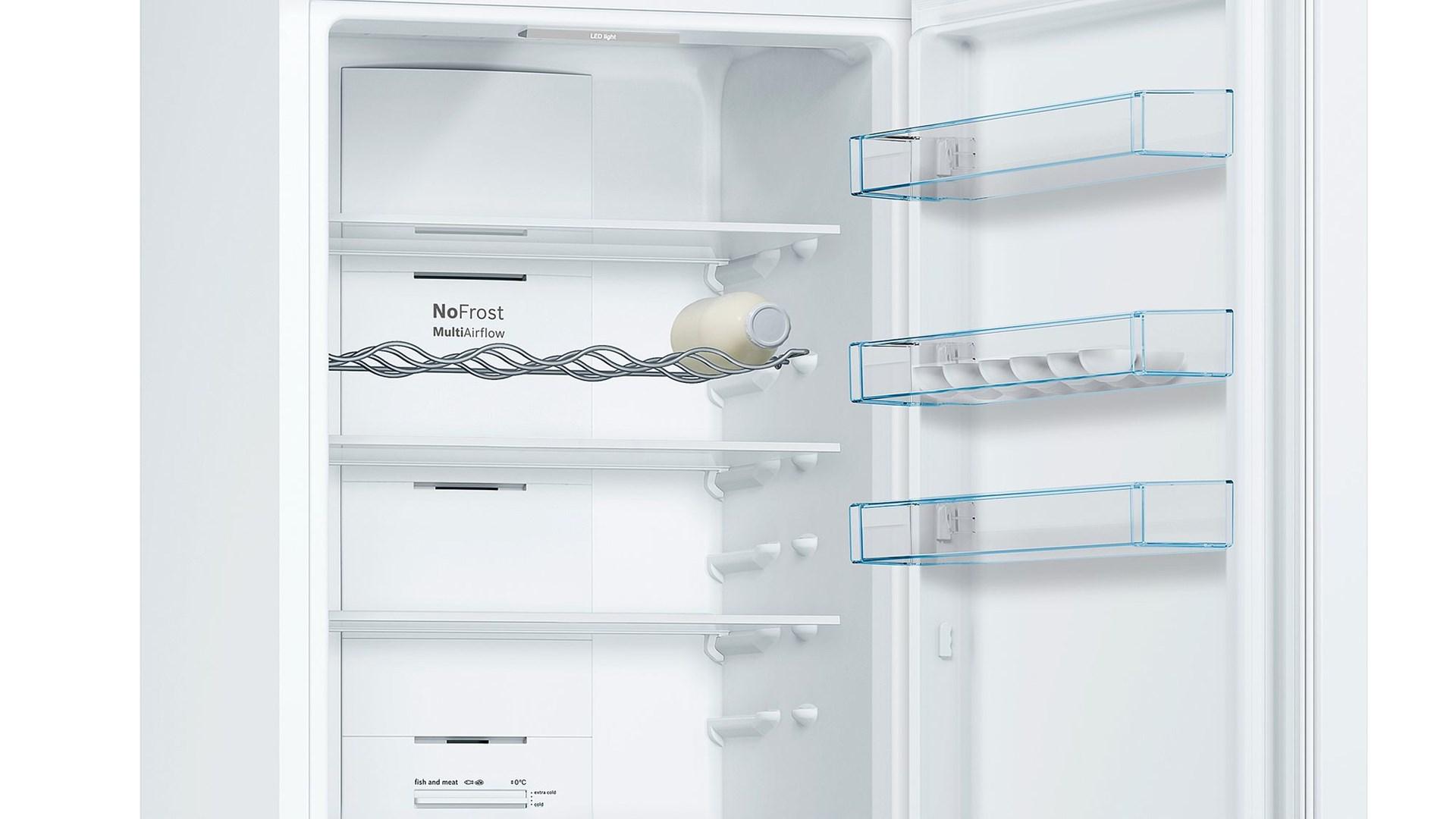 Bosch KGN39VWEQ Serija 4, Laisvai statomas šaldytuvas-šaldiklis su šaldiklio skyriumi apačioje, 203 x 60 cm, Baltas, Total No Frost