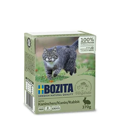 Kačių Maistas - BOZITA Triušio Mėsos Padaže Drėgnas Kačių Maistas 370g Suaugusiems Katėms