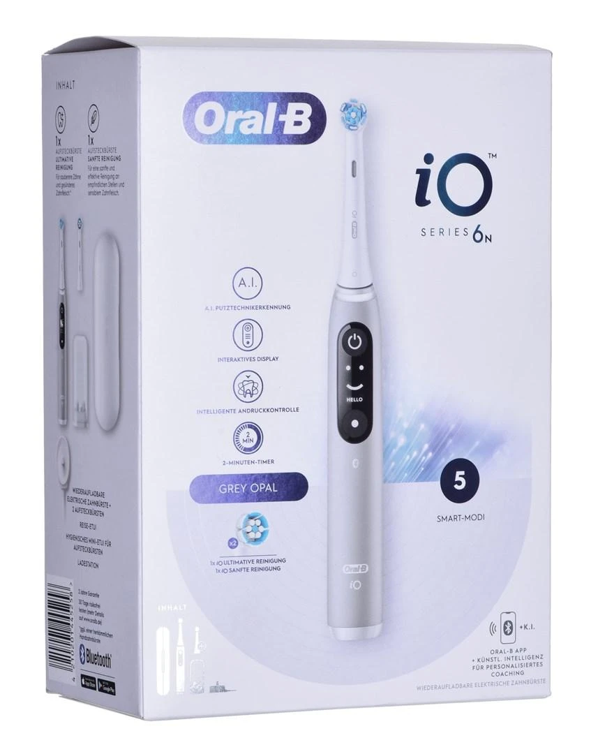 Braun Oral-B iO Series 6, elektrinis dantų šepetėlis, Pilkos spalvos