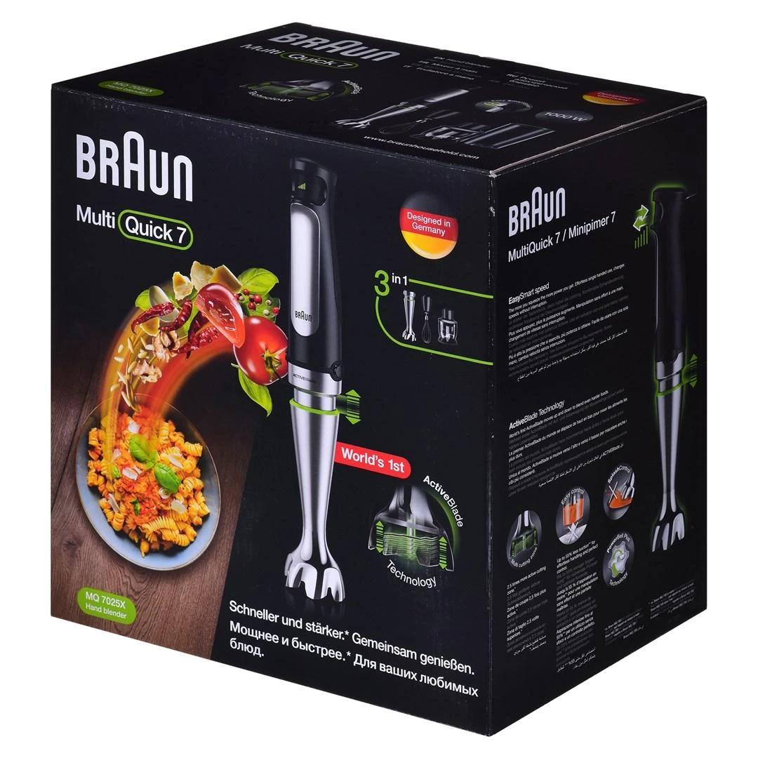 Braun MQ 7025X 0,6 L Panardinamas maišytuvas Juoda, Nerūdijančiojo plieno 1000 W