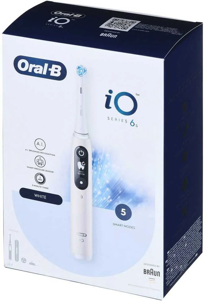 Elektrinis dantų šepetėlis Oral-B iO6 Series, baltas, 4210201438069